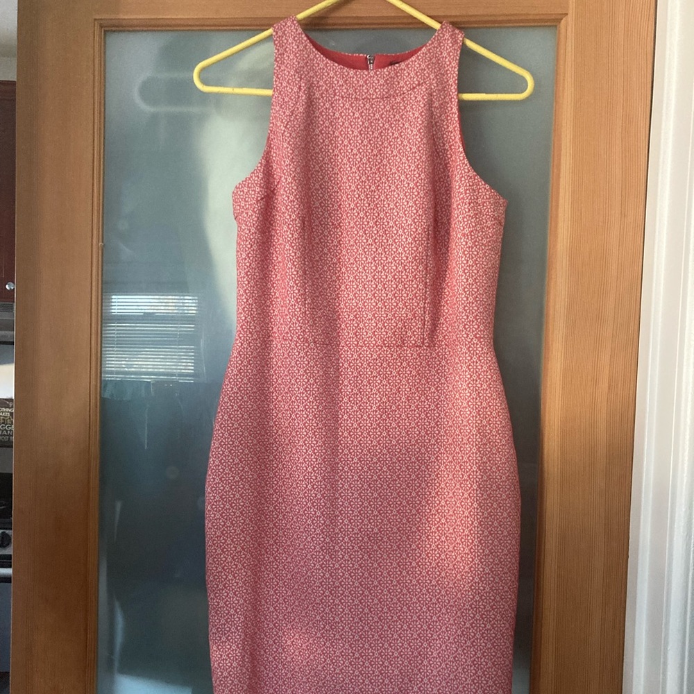 Ann Taylor Peach White Floral Midi Dress 4P